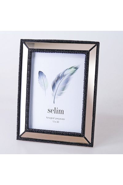 Selim Decor 15x20 Elsira Mirrored Frame Black
