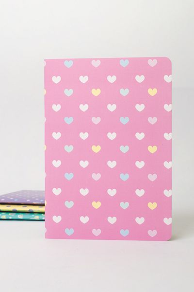 paperlab A5 Pastel Colored 4-Pack Notebook Heart Polka Dot Unlined