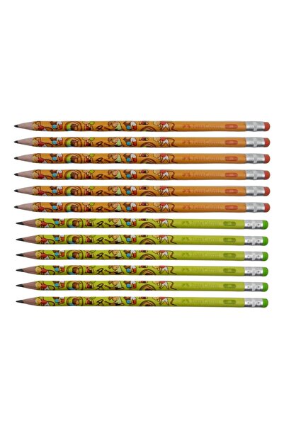 Faber Castell 2b Jimnastik Silgili Kurşun Kalem 12 Li - ( Yeşil-turuncu)