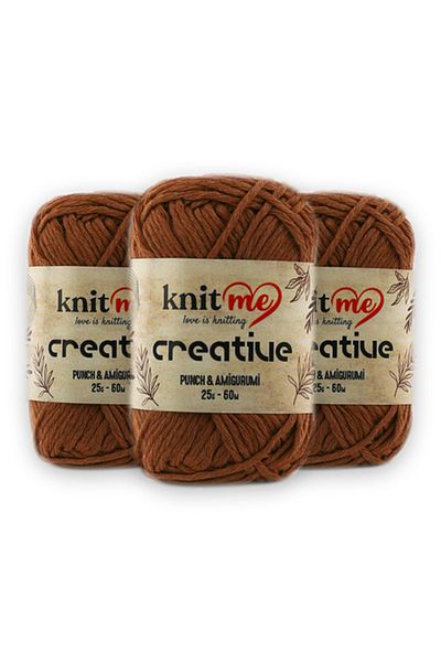 knitme Creatıve 25 Gr 3'lü Πακέτο %100 Βαμβάκι Amigurumi Punch Χειροποίητο Νήμα Taka Yarn (1035)