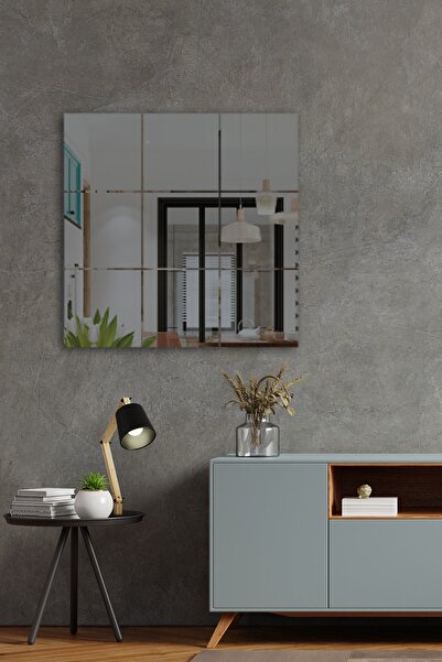 Decorita Ayna | Füme Ayna | Kare Kanallı - Kare Ayna | 60cm X 60cm