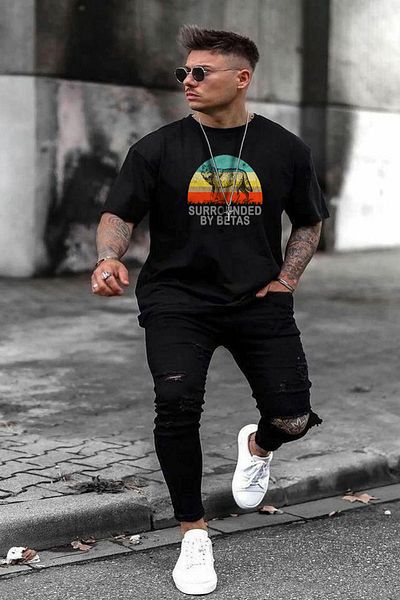 Buğraterzimoda Μπλουζάκι με στάμπα Wolf μαύρο oversize