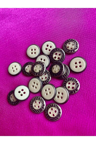 Düğme Butik Metal Double Sided Cream Color Metal Button 20 Pieces