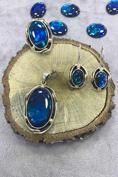 NSA SILVER Okyanus Sedefi Taşlı Gümüş Set 925 Ayar