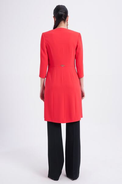 Balizza Blz-yakası Nakışlı 3/4 Kol Trençkot