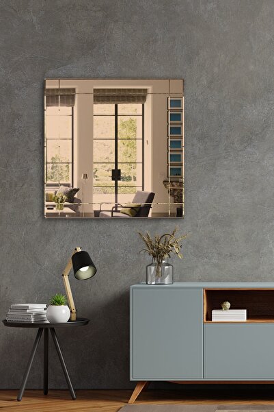 Decorita Ayna | Bronz Ayna | Dikdörtgen Kanallı - Kare Ayna | 60cm X 60cm