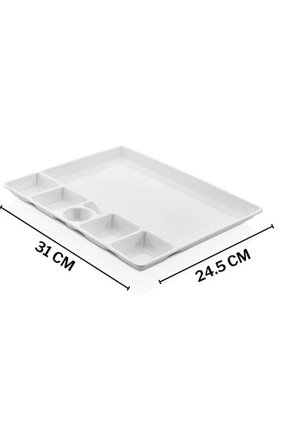 ÖzSa Home 12 Pieces Unbreakable Breakfast Table Dish with 5 Compartments Melamine Breakfast Plate for Hotel School Dining Hall