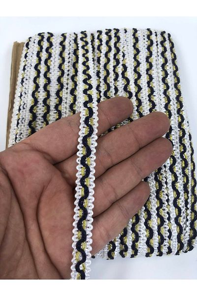 Hobigram Διακοσμητική κορδέλα White Navy Blue Gold Glitter Water Stone Grout – Διακοσμητική κορδέλα, Κομψό Σχέδιο – Διακοσμητική κορδέλα
