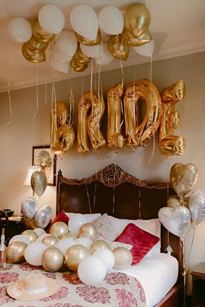 MFM Set de baloane din folie pentru petrecere Gold Bride