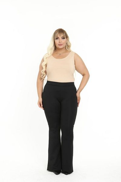 Esina Women's Diving / Scuba Fabric Black Flared Leg Trousers