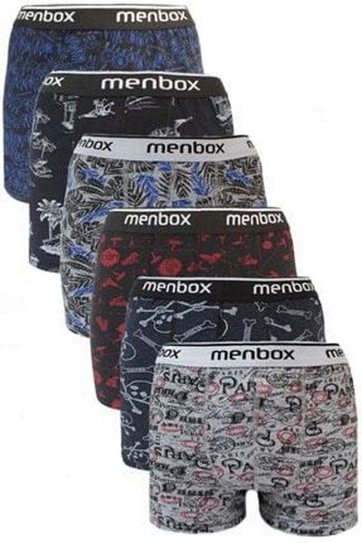 menbox style Pack of 6 Patterned Lycra Boxers - Mixed Patterns
