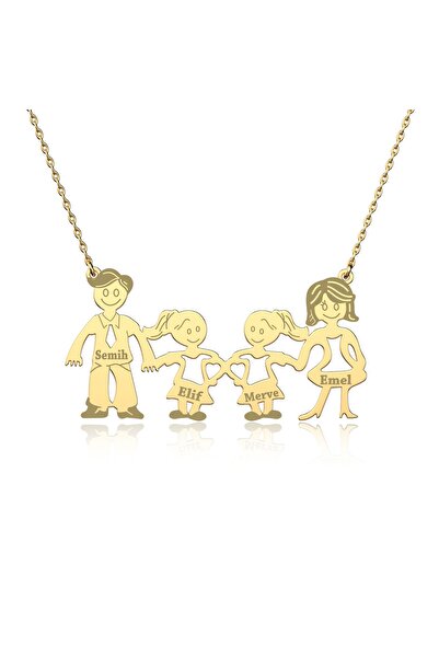 İNDİGO TAKI Isimli Iki Kız Çocuklu Gümüş Aile Kolyesi