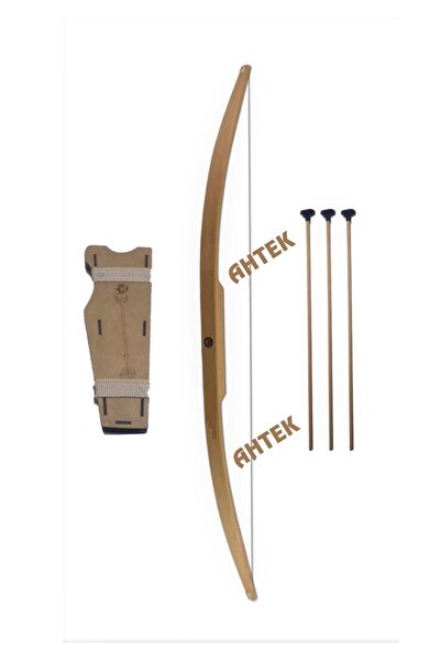 Ahtek Doğal Ahşap Ok Yay Seti, Yay + 3 Adet Ok + Sadak