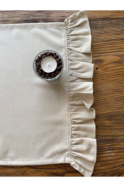 Decamor home Vintage βελούδινη υφή βολάν Runner Vanilla