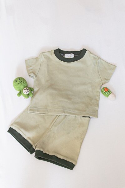 momchi Bead Clover Fitilli Kumaş Unisex Bebek Takım
