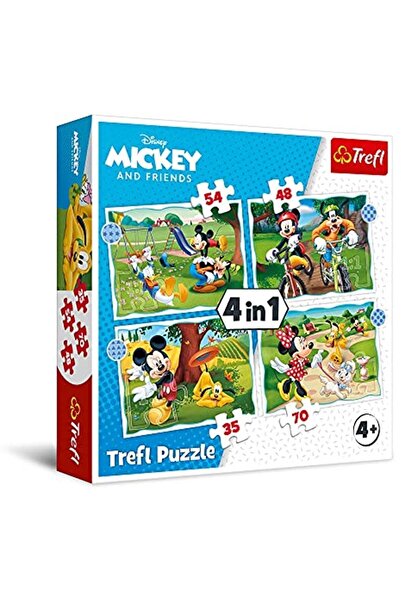 Trefl 34604 Mickey Mouse Nice Day Ve Disney Standard Characters 4'ü 1 Arada Puzzle, Çok Renkli