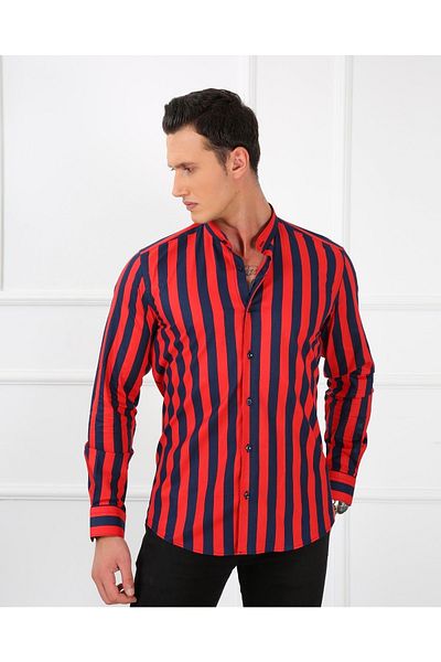 PASSERO Slim Fit Long Sleeve Striped Lycra
