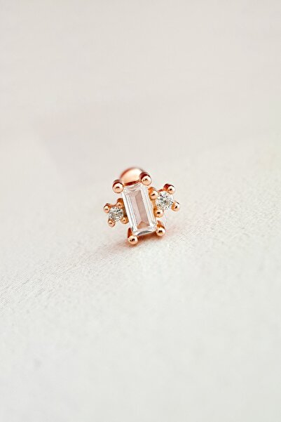 MorMajor Silver Ithal Kare Baget Gümüş Piercing Küpe