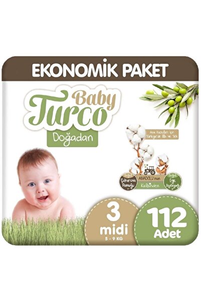 Baby Turco Doğadan Bebek Bezi 3 Beden 112 Adet