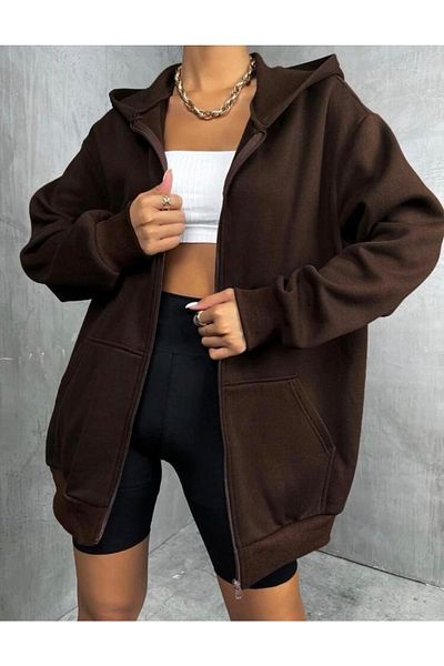 AFROGİYİM Γυναικείο παλτό ζακέτα με φερμουάρ Oversize
