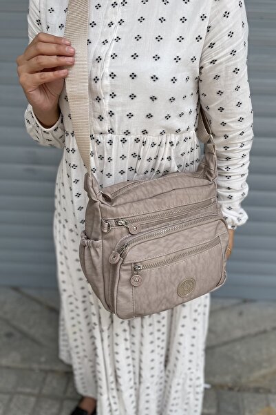 PurpleART Kadın Vizon Günlük Krinkıl Çapraz Askılı Omuz Çantası Kırinkıl Çanta