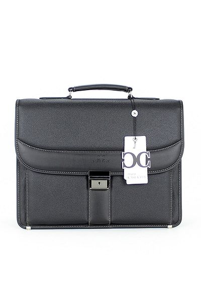 Case Club Briefcase Type Men's Handbag with Lock Mechanism Shoulder Strap and 15.6 Inch Laptop Compartment