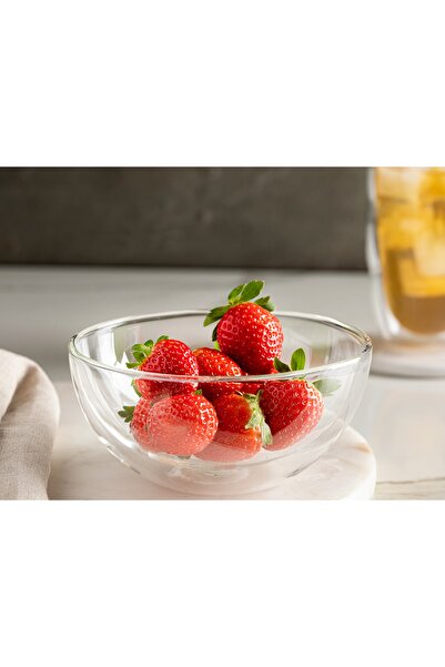 English Home Verona Borosilikat Çift Cidarlı Kase 460 Ml Şeffaf