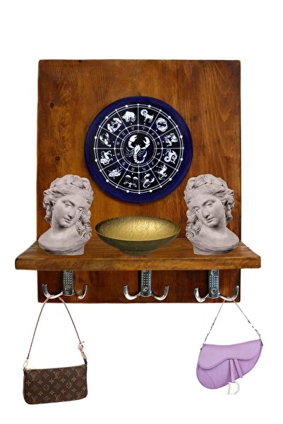 Tedarikcenter Akrep Burcu Ahşap Kapı Yanı Anahtarlık Şemsiyelik Askılık 42×33