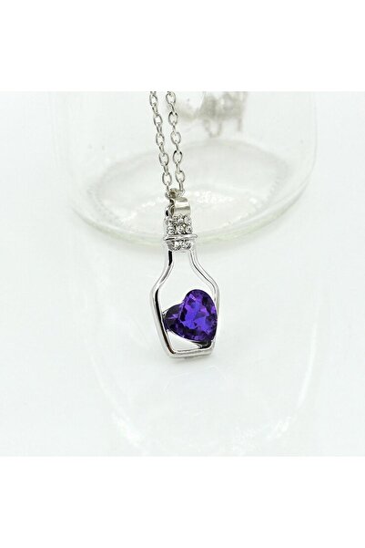 PİGADO Kalp Kristal Taşlı Şişe Kolye