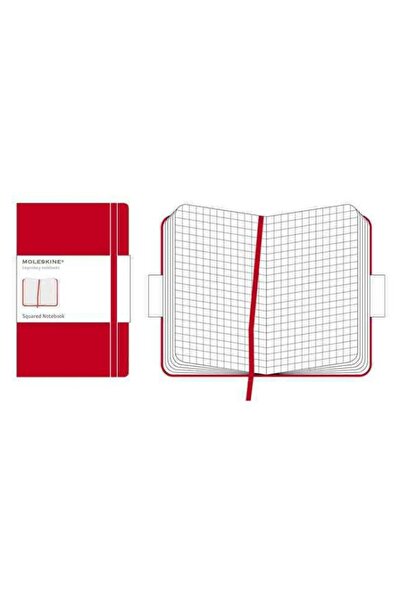 Moleskine Cep Boy Kırmızı Sert Kapak Kareli Defter 192 Sayfa
