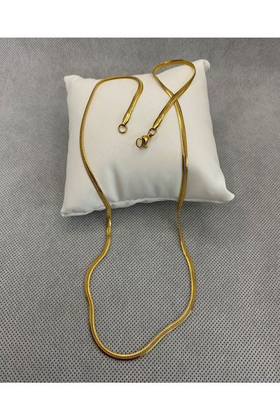 Lizzy Unisex Gold Italian Flat Steel Necklace