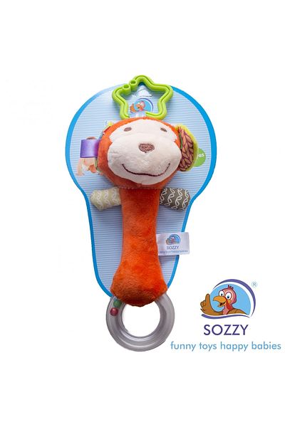 Sozzy لعبة قطيفة برتقالية للأطفال - قرد مع حلقة