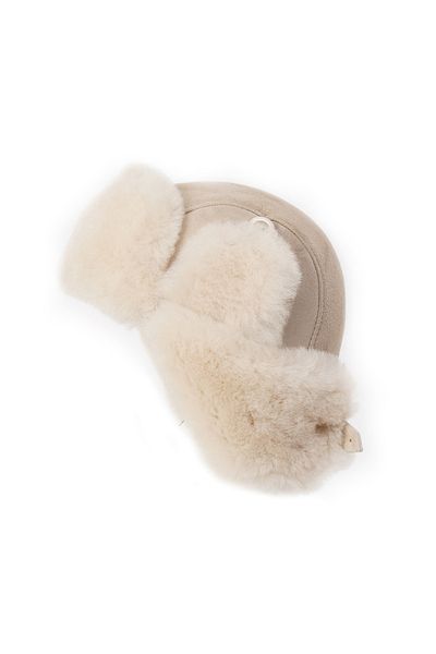 Mumcu's Leather Leather Fur Cream Women's Pilot Hat