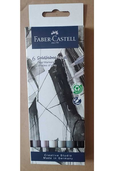 Faber Castell Gold Aqua Dual Markers Pack 6 S. Of Gray