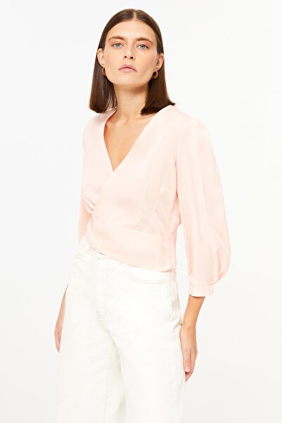 adL Kruvaze Yaka Balon Kol Bluz