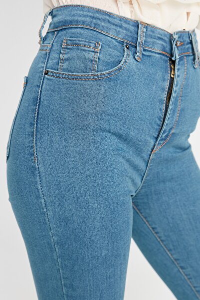 Trendyol Collection Індіго Прямі Висока талія Еластичні Скінні джинси