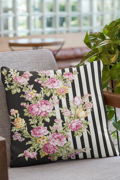 Viva Home 43x43cm Floral Throw Pillow Pillow Case Premium Thai Feather Woven Fabric Double Sided Krl159