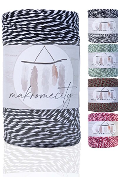 Makromecity Siyah Beyaz Hediye Paketleme Ipi 200 Metre Marteniçka Ipi