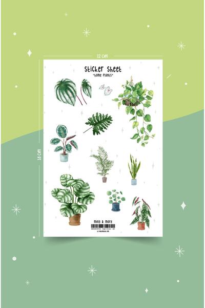 MuslimWalk Home Plants Salon Bitkileri Çiçekli Sticker Etiket Seti #66
