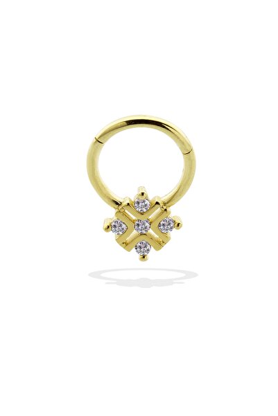 Dianora Piercing 14 Ayar Altın Taşlı Minimal Halka Piercing