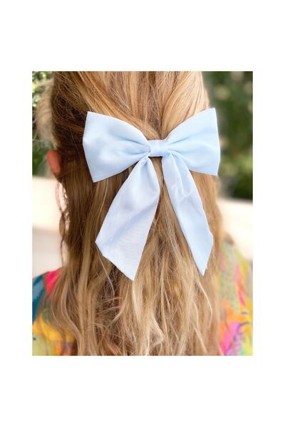 QUEEN AKSESUAR أزياء تريند الأورجانزا لامعة الذيل القوس مشبك معدني مشبك الجليد الأزرق