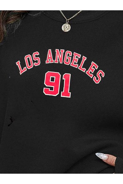 My Blog Black Los Angeles 91 Printed Oversize Sweatshirt
