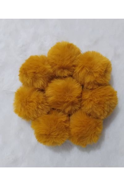 damlakids 5 Cm Rabbit Artificial Pompom 10 Pieces Mustard