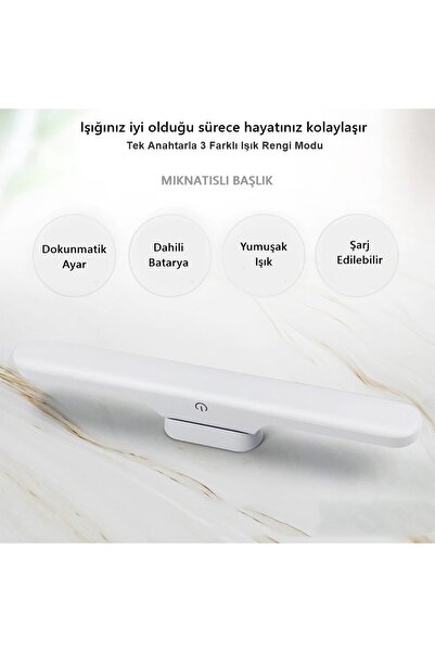 SeKaTech Banyo Yatak Odası Mıknatıslı Kabin Makyaj Tıraş Led Işık Usb Şarjlı Kablosuz Led Lamba