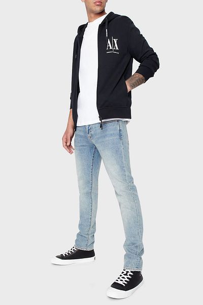 Armani Exchange Hanorac pentru bărbați - Potrivire obișnuită, glugă, fermoar, 100% bumbac 8nzmpp Zj1zz 1510