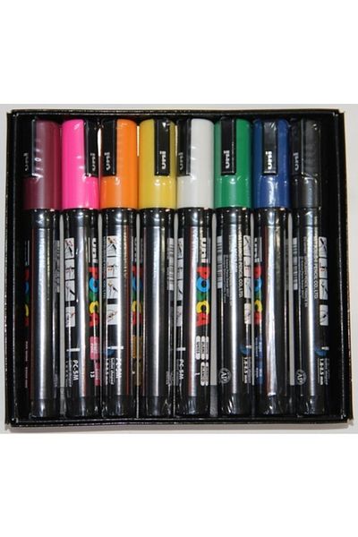 Uni Posca Pc-5M Water Based Painting Marker Set Primary Colors 8 Colors 1.8-2.5 mm