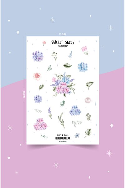 MuslimWalk Hydrangea Ortanca Çiçekli Sticker Etiket Seti #67