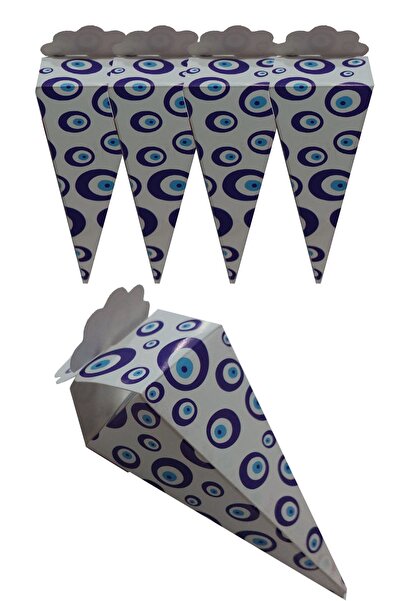 Parti dolabı 25 Adet Nazar Boncuklu Sünnet Külahı Lokumluk Hediyelik Dağıtmalık Mevlid Şeker Kutusu