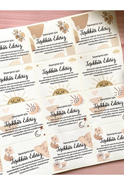 Hayal.kirtasiyesi Bohemian Small Business Thank You Sticker 5x6 Cm 20 Pieces Women Entrepreneur Labels,