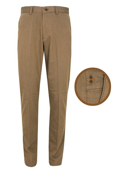 Varetta Ανδρικό παντελόνι από λινό Dobby Lycra σε σκούρο μουστάρδα κλασικό κομμένο